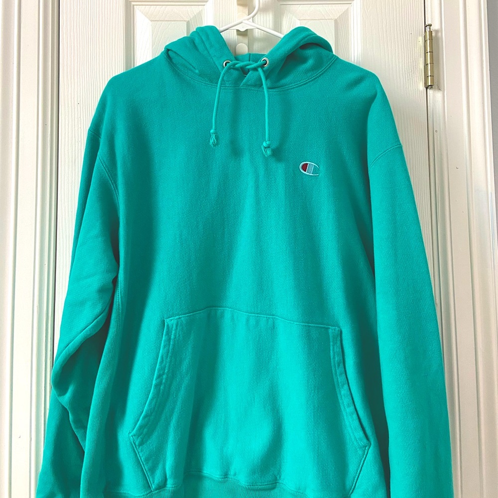Teal Reverse Weave Champion Unisex Hoodie